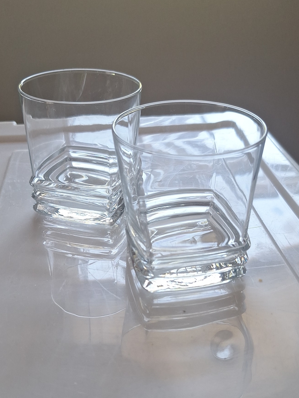 Clear Glass Lowball Square-bottom Glasses - Set of 2